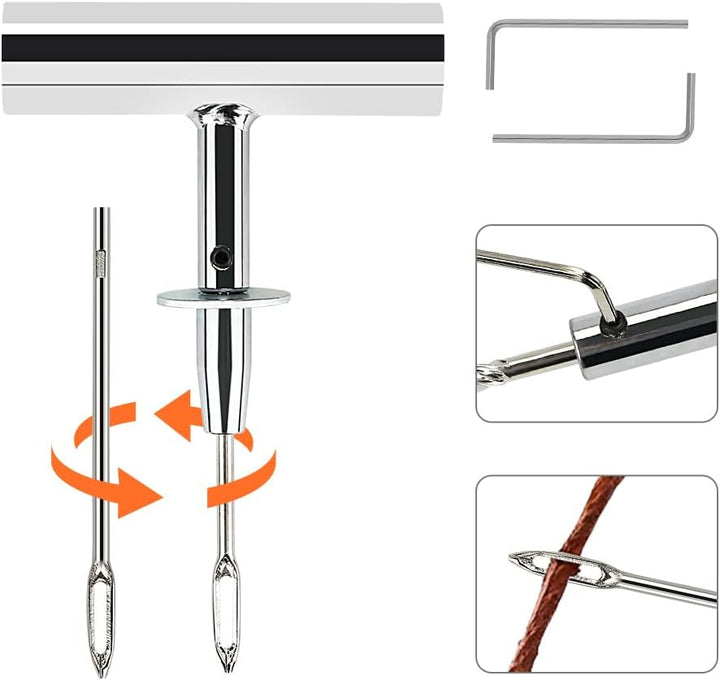 Reifen Reparatur Set Reifenreparaturset 120tlg Auto Reifen Reparaturset, mit Reifendruckmesser, Hand