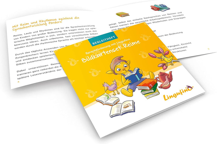 DIALOG TOYS Bildkarten zur Sprachförderung mit Lingufino - Bildkarten Set Bundle Reime, Verben, Einz