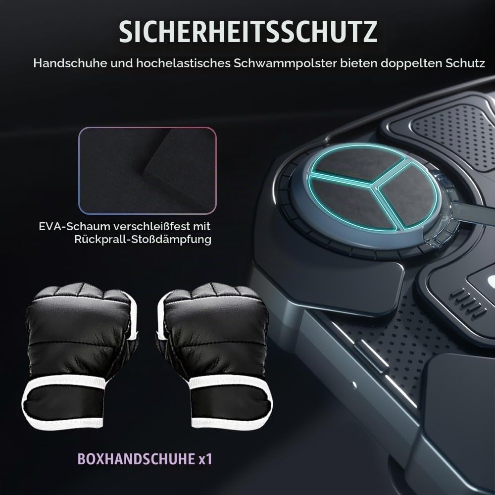 OneNine Bluetooth Music Boxing Machine, Boxmaschine mit Musik, Wandmontiertes Boxziel, LED Musik Box
