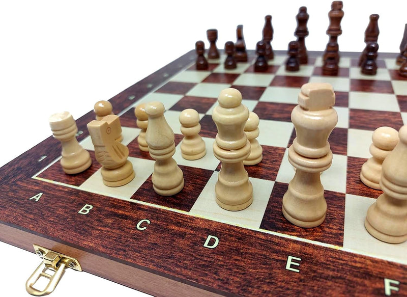 ChessEbook Schachspiel - Hochwertiges Schachbrett aus Holz - Chess Board Set klappbar - Schachbrett-