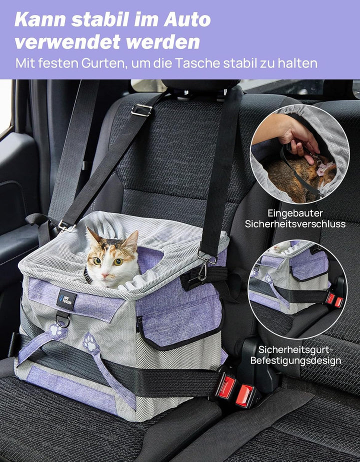 JOYTUTUS 3-in-1 Haustiertransportkorb, Hunde Katzen Autositz, Haustier-Rucksack mit it zusätzlichen