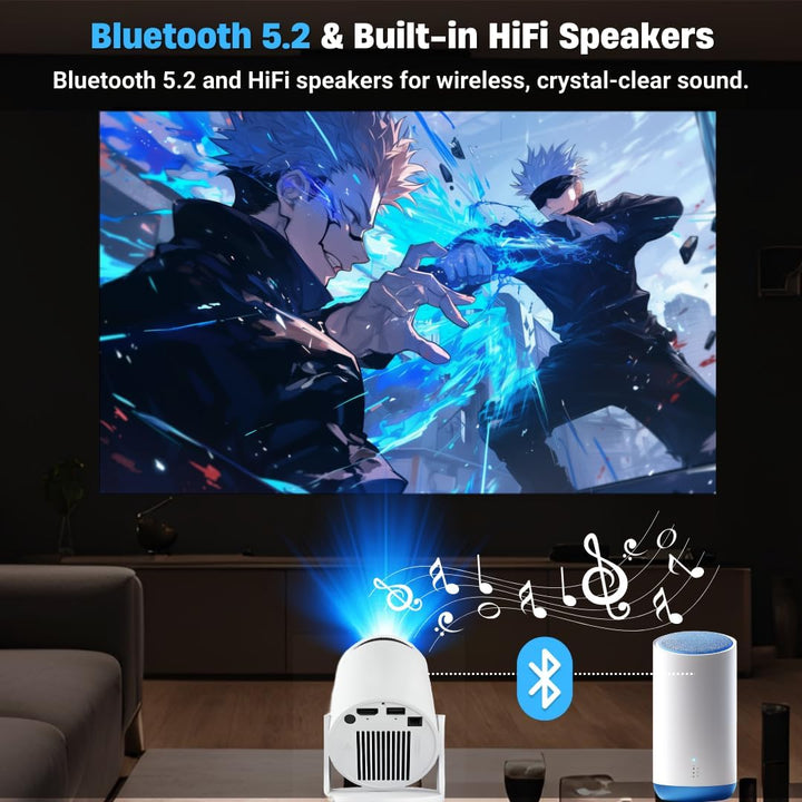 Mini Beamer 4K Mini Projektor mit Android 11, WiFi6 & Bluetooth5.4, Full HD Projektor,160 Ansi Lumen
