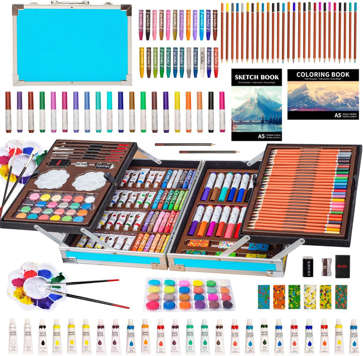 KINSPORY Malkoffer Kinder, 139 Stück Malset Kinder, Malkasten für Kinder, Deluxe Farben mit Aluminiu