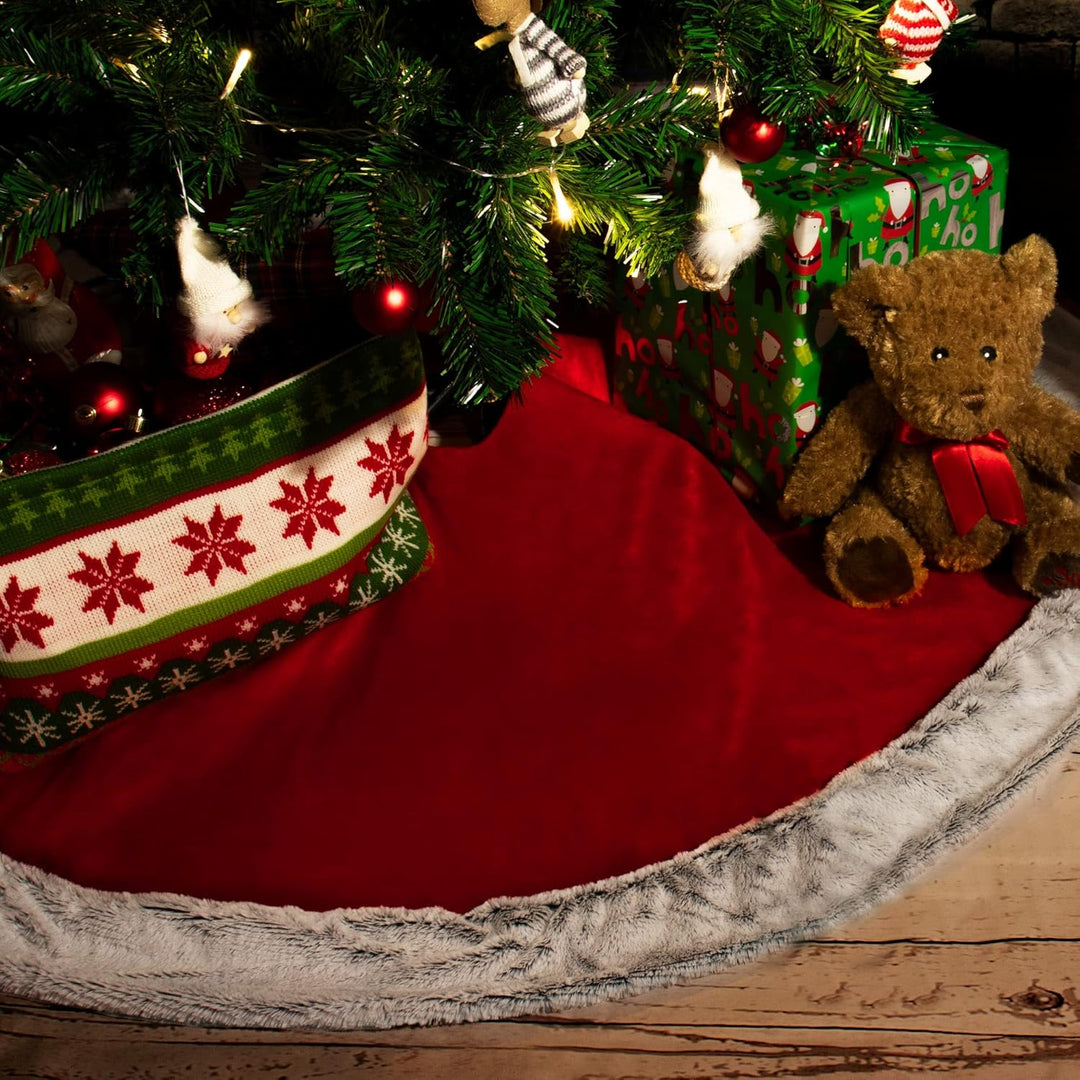 com-four® Premium Weihnachtsbaumdecke zum Schutz vor Tannennadeln - runde Christbaumdecke für den We