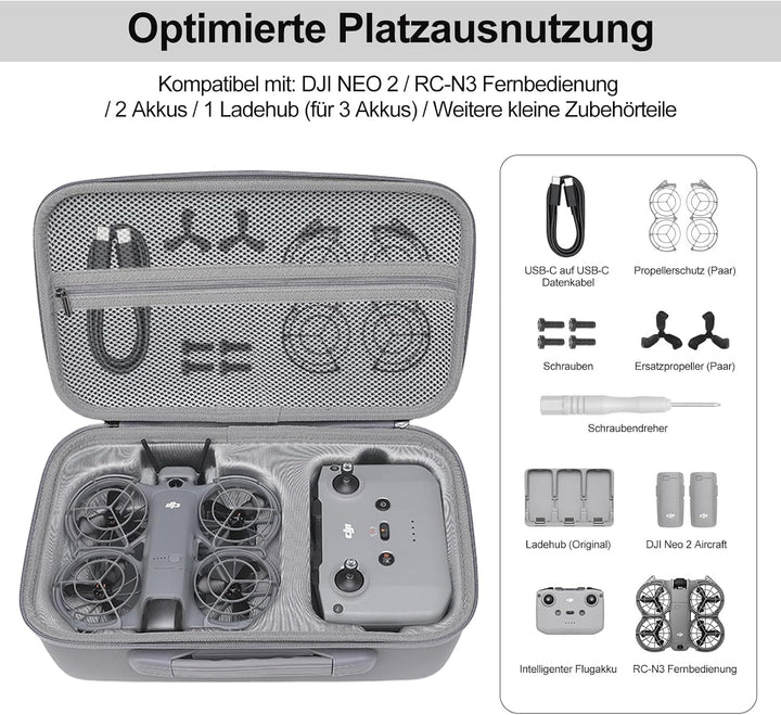 Tasche für DJI NEO 2, Harte Tasche für DJI Neo 2 Fly More Combo, Tragetasche für Neo 2 Fly More Comb