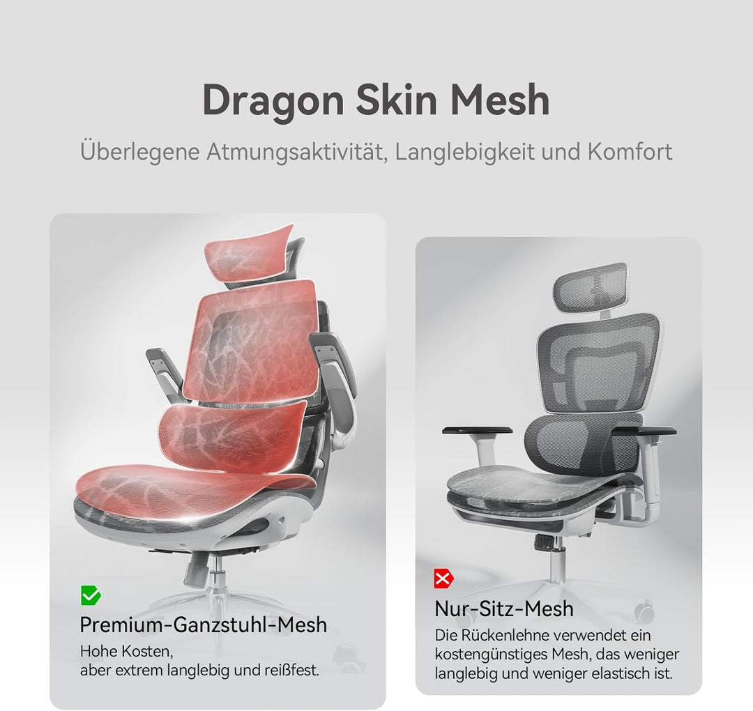 SIHOO M59AS Ergonomischer Bürostuhl mit 3D-koordinierbaren, hochklappbaren Armlehnen, Doppelsitzlehn