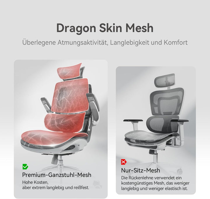 SIHOO M59AS Ergonomischer Bürostuhl mit 3D-koordinierbaren, hochklappbaren Armlehnen, Doppelsitzlehn