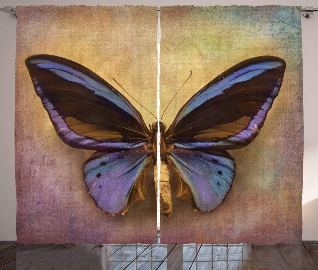 ABAKUHAUS Schmetterling Rustikaler Gardine, Monarchfalter, Schlafzimmer Kräuselband Vorhang mit Schl