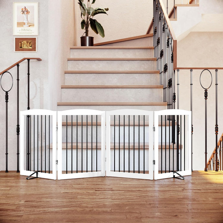 Absperrgitter Hund,Hundegitter für Wohnung Garten ohne Bohren aus Metal Holz,Freistehendes Hundeabsp