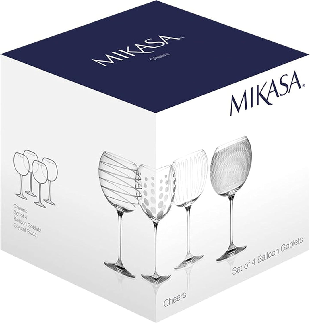 CREATIVE TOPS Mikasa Cheers Ginschwenkgläser aus Kristall, Set mit 4 Ballon, Gin-Gläser Silber, Ball