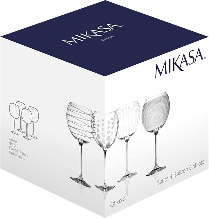 CREATIVE TOPS Mikasa Cheers Ginschwenkgläser aus Kristall, Set mit 4 Ballon, Gin-Gläser Silber, Ball