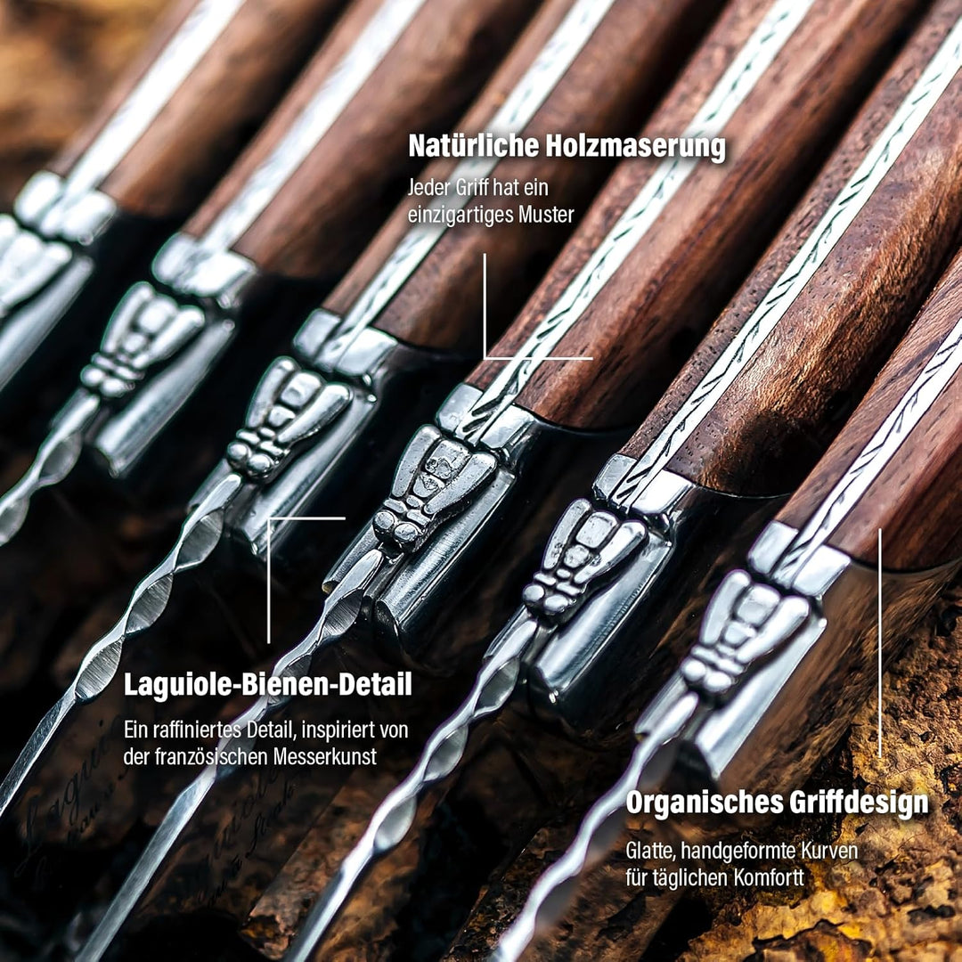 Laguiole Style de Vie Steakmesser Luxury Line, 6-teilig, Gemischtes Holz, Gemischtes Holz