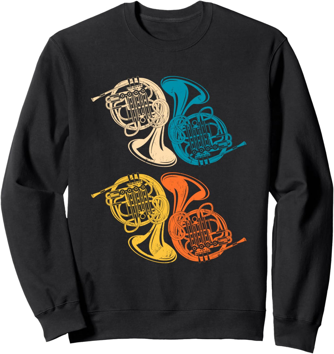 Vintage French Horn Music Lover Retro French Horn Sweatshirt