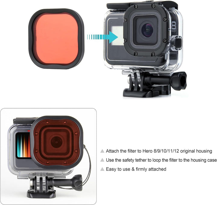 Monzi - 3er-Pack Tauchfilter Filter kompatibel mit wasserdichtem original Gehäuse für Go Pro Hero 12