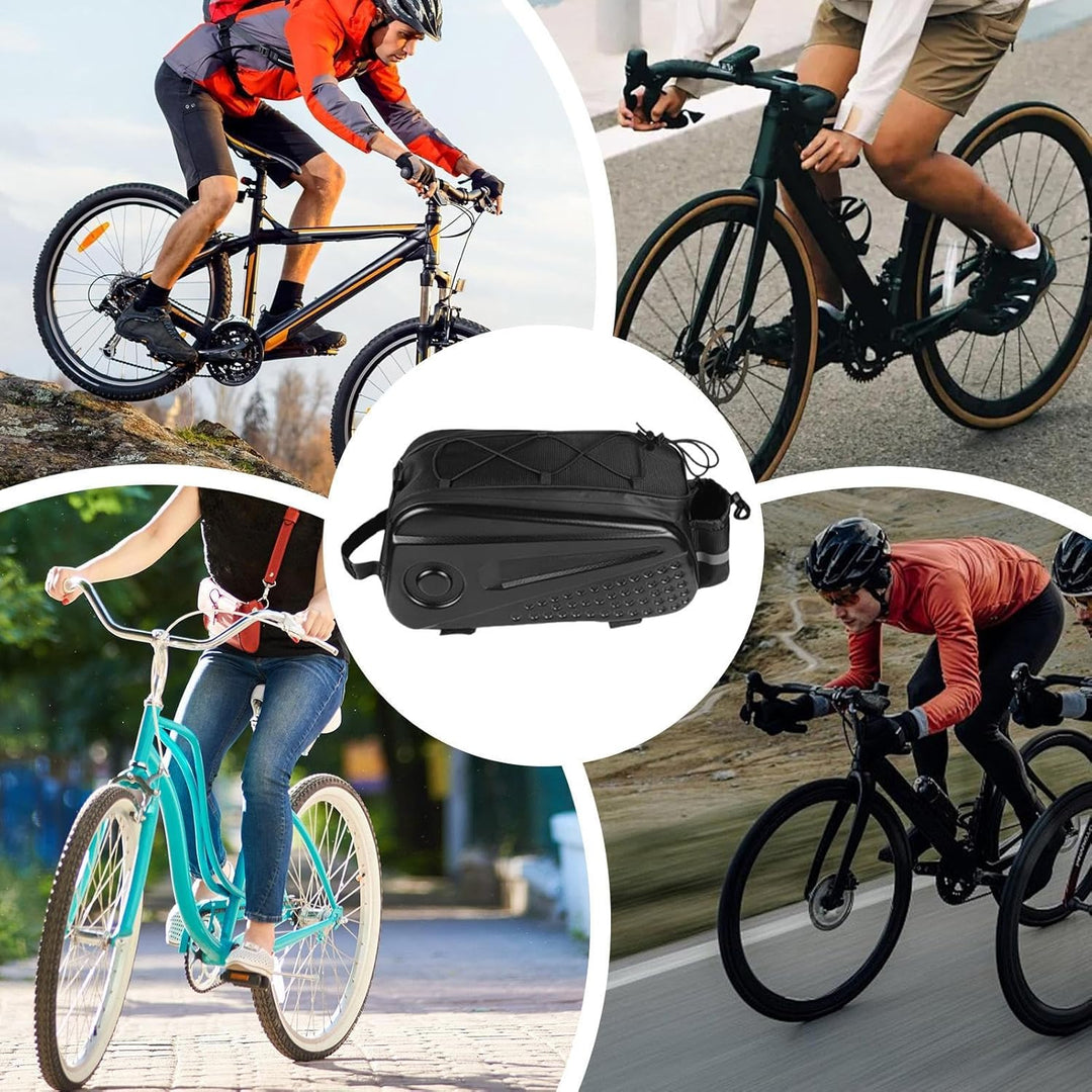 Fahrrad-Gepäckträgertasche, wasserdicht, reflektierender Gurt inklusive, 8,6 l schwarzer Organizer,
