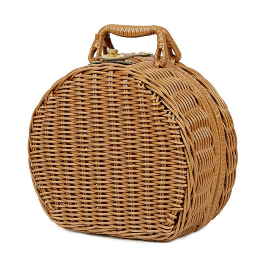 Rattan-Aufbewahrungskorb, Koffer, Rattan-Koffer, Picknickkorb mit kleinem Griff für Outdoor-Camping,