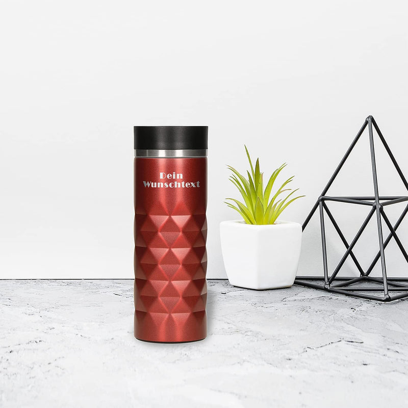 Edelstahl Thermobecher personalisiert – 100% auslaufsicherer & thermoisolierter Kaffeebecher – 450 m