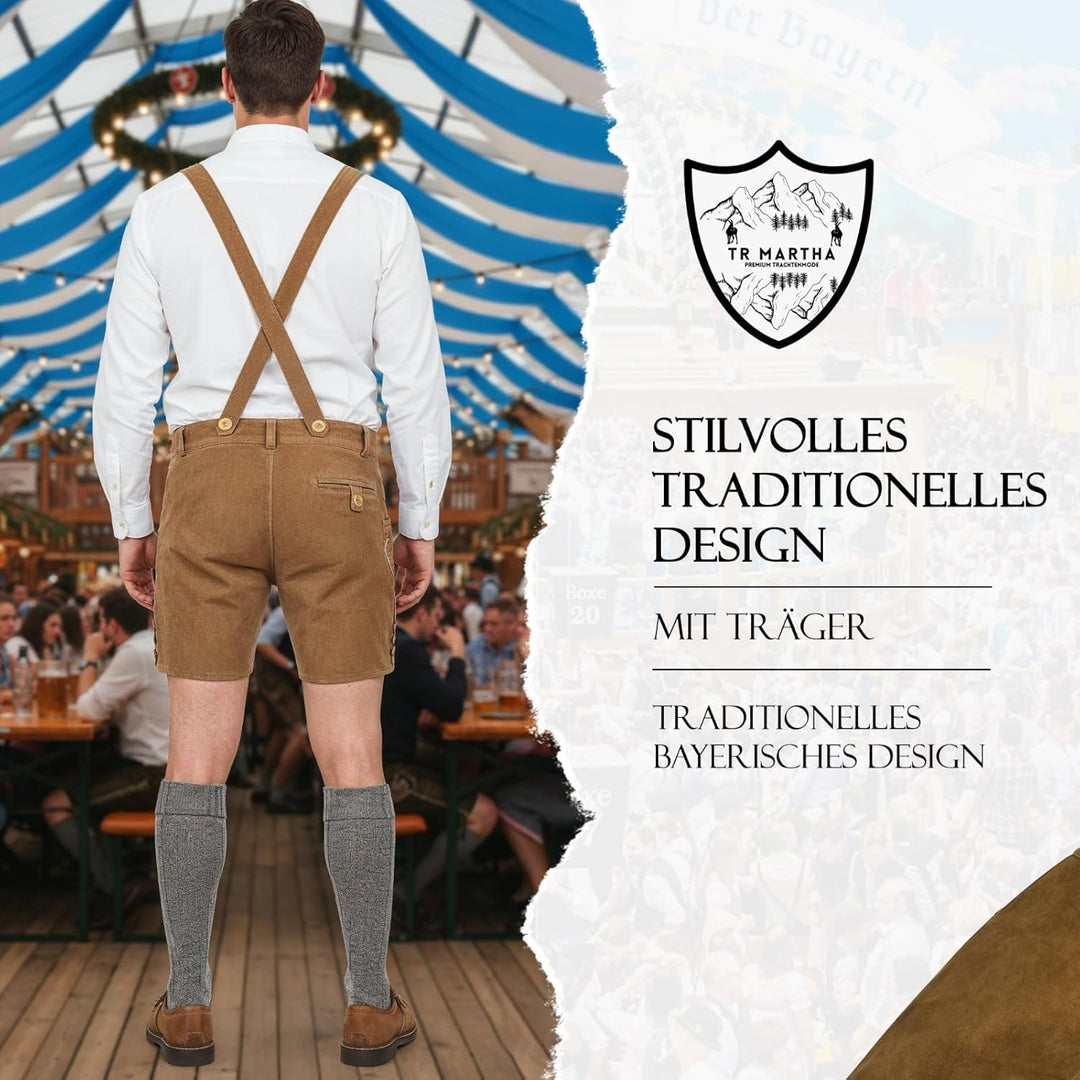 TR Martha Premium Lederhose für Herren - Elegante Trachtenhose Gr.46-60 - Kurze Trachten Lederhose m
