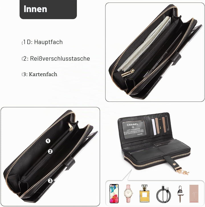 Miss Lulu Handtasche Damen Mittelgross Tasche Multicolor Elegant Henkeltasche Citytasche Geldbörsen-