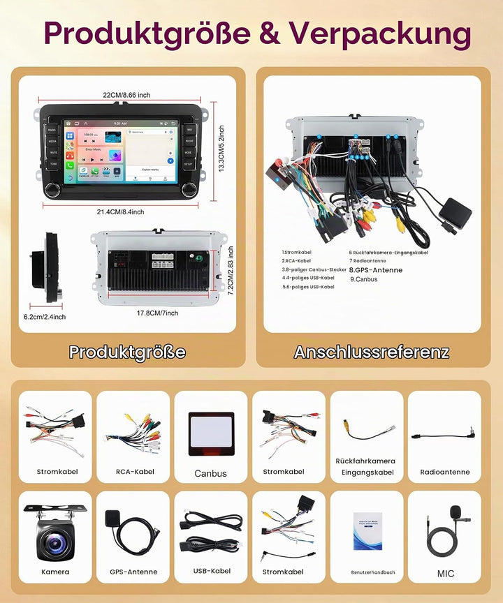 6G+128G 8 Core Wireless Carplay Android Autoradio für VW Golf 5 6 Passat Polo Tiguan Touran Caddy Sk