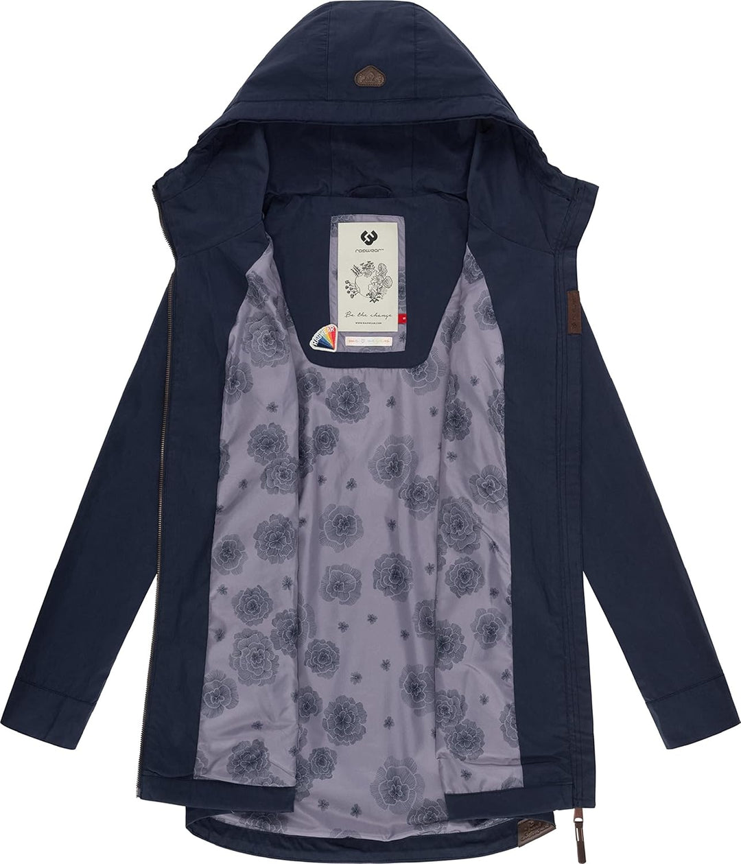 Ragwear Damen Übergangsjacke leichte Jacke lang mit Kapuze Mondda XS-XXL XS Navy, XS Navy