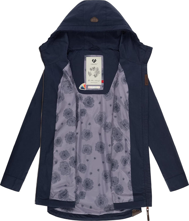 Ragwear Damen Übergangsjacke leichte Jacke lang mit Kapuze Mondda XS-XXL XS Navy, XS Navy