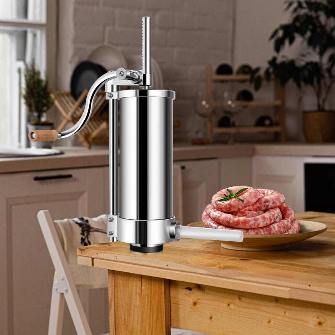 GOPLUS Wurstfüller aus Edelstahl, Wurstfüllmaschine Wurstmaschine Manuell, Wurstpress mit 4 verschie