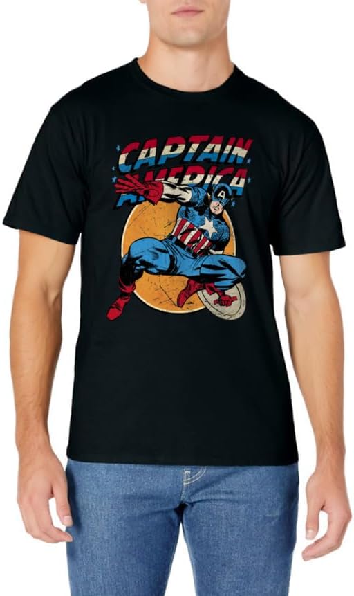 Kids Marvel Captain America Avengers Shield Graphic T-Shirt 8 Black