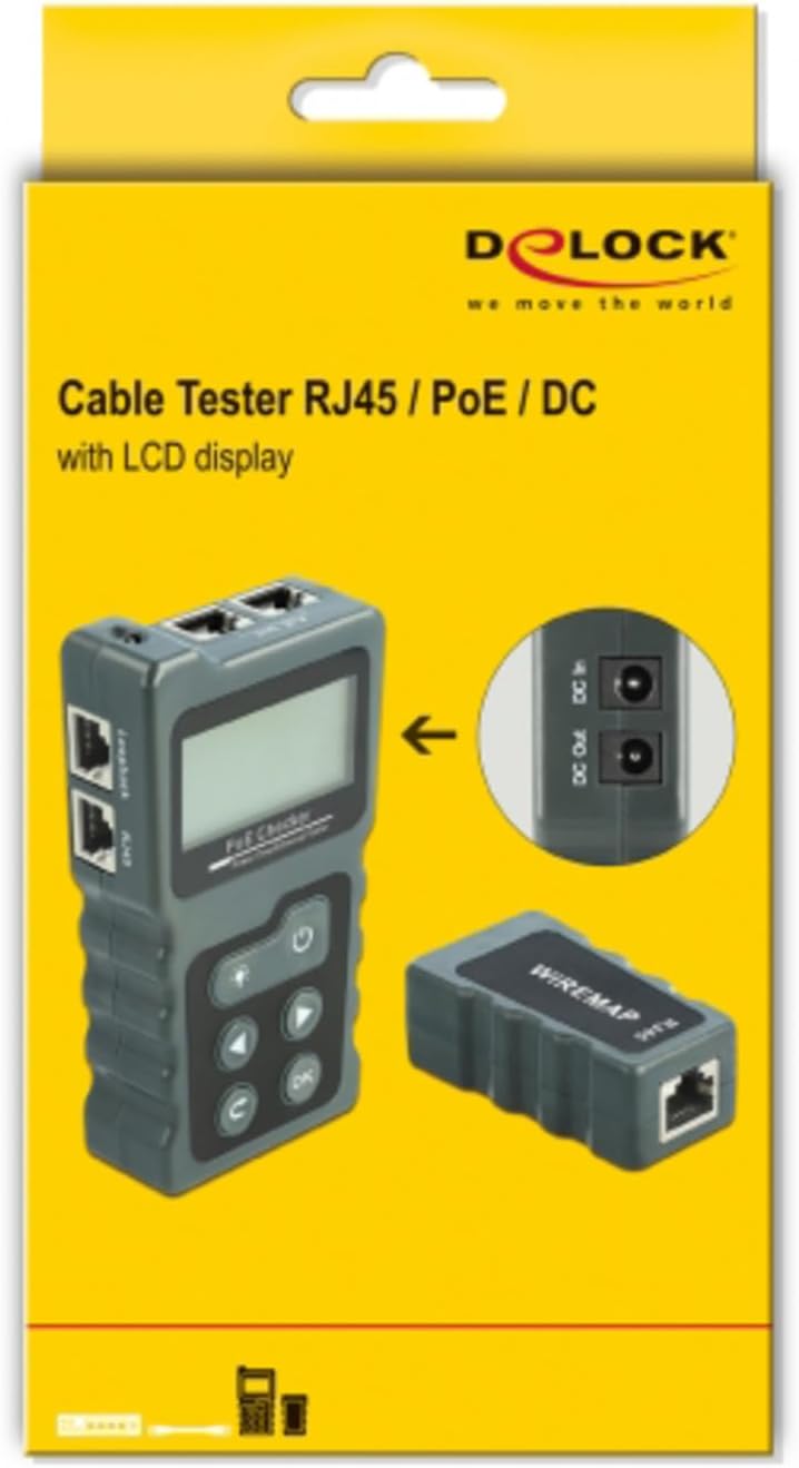 Delock LCD Kabeltester RJ45 / PoE/DC