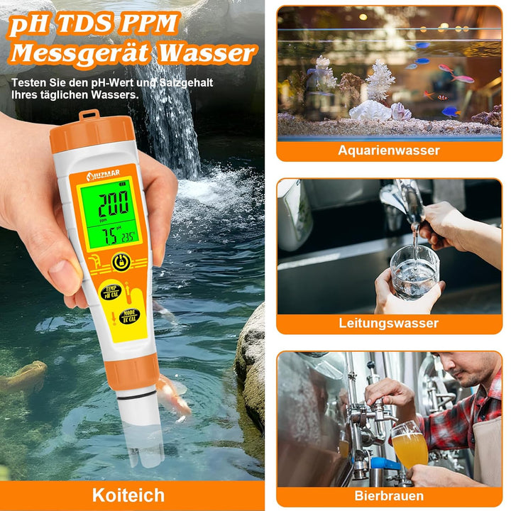 Pool pH Messgerät und Salzgehalt Messgerät für Salzwasserpools, Digitales Poolwassertester mit 12.88