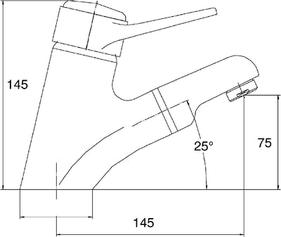 AquaSu Einhandmischer Garda für Waschtisch mit Geschirrbrause | Niederdruck | Chrom | Wasserhahn | E