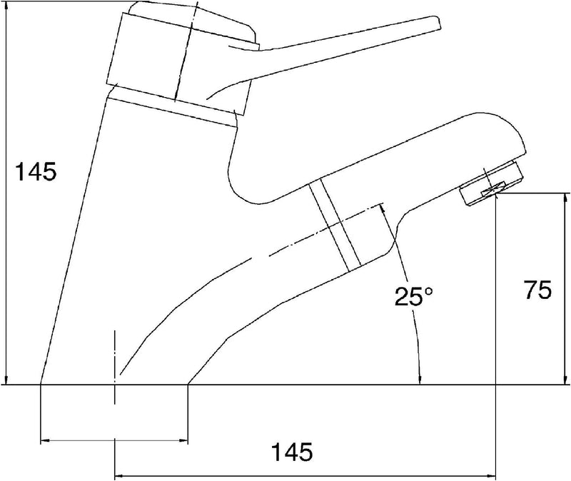 AquaSu Einhandmischer Garda für Waschtisch mit Geschirrbrause | Niederdruck | Chrom | Wasserhahn | E