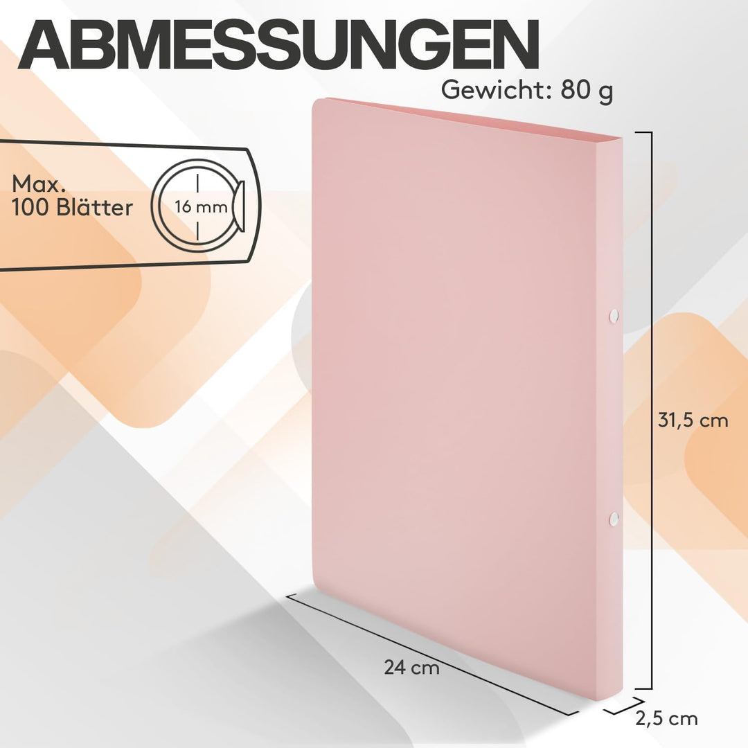 ACROPAQ - 12 x Ringordner A4 - Ordner schmal, Pastell, Mit 2 Ringen, 2 cm Rückenbreite - Ringordner,