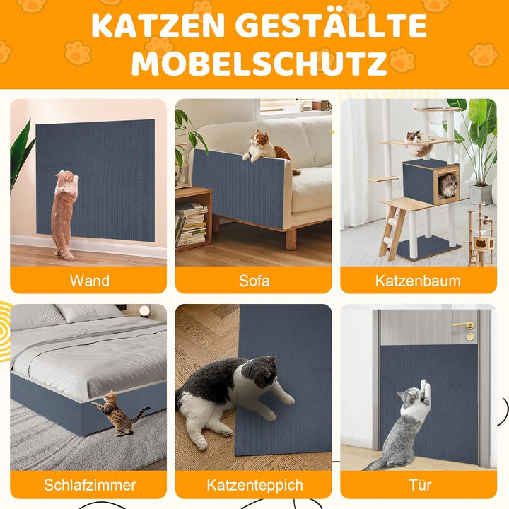 Storystore Selbstklebend Kratzmatte Katze, 40cm x 250cm Katzen Kratzmatte Kratzschutz Sofa Katze, DI