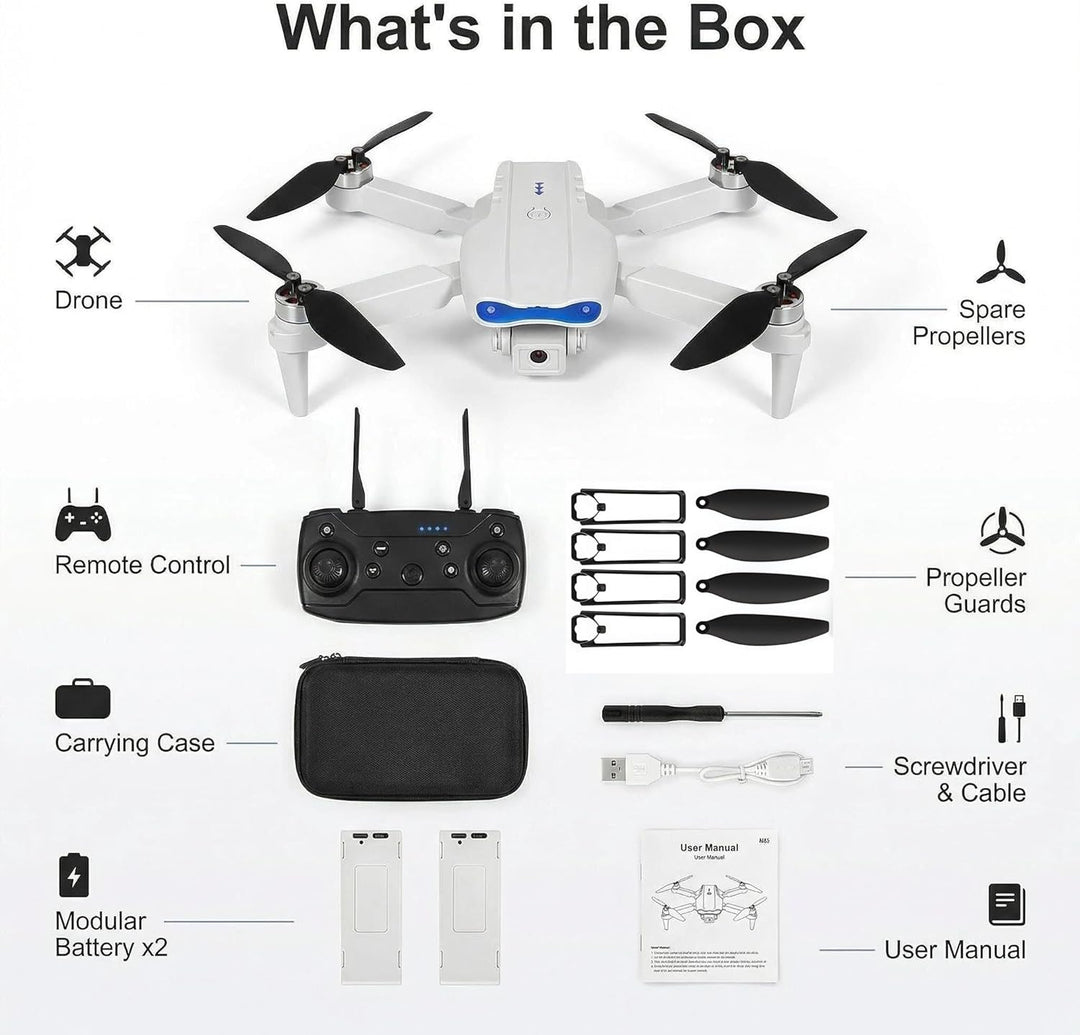 Drohne mit Kamera 1080P HD für Kinder, WiFi FPV Drone für Anfänger, RC Quadcopter mit 2 Akku, Schwer