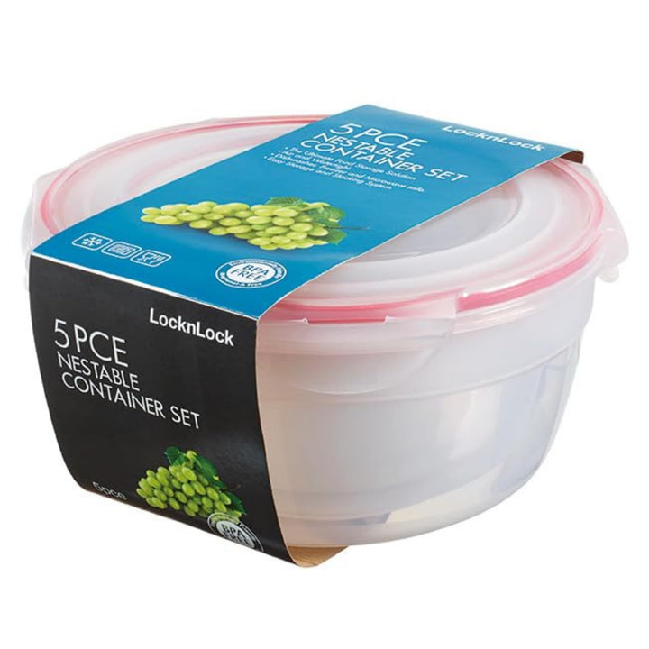 LocknLock PP Classic Vorratsdosen Set 5tlg., 250ml, 480ml, 850ml, 1,4L, 2,1L, Vorratsdosen mit Decke