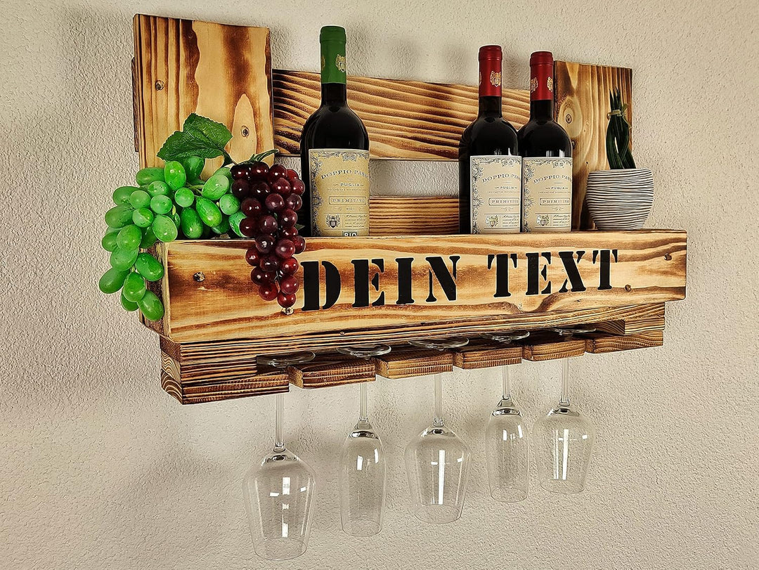 Weinregal Palette beflammt vintage für 5 Weingläser incl. Aufhängung Schrauben &