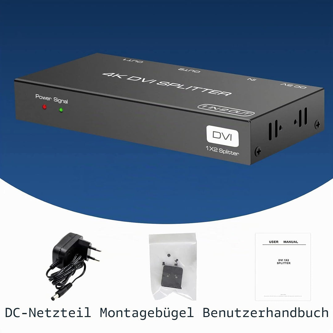 VEDINDUST DVI Splitter mit 2 Ports, der Splitter mit 1 Eingang und 2 Ausgängen unterstützt Auflösung
