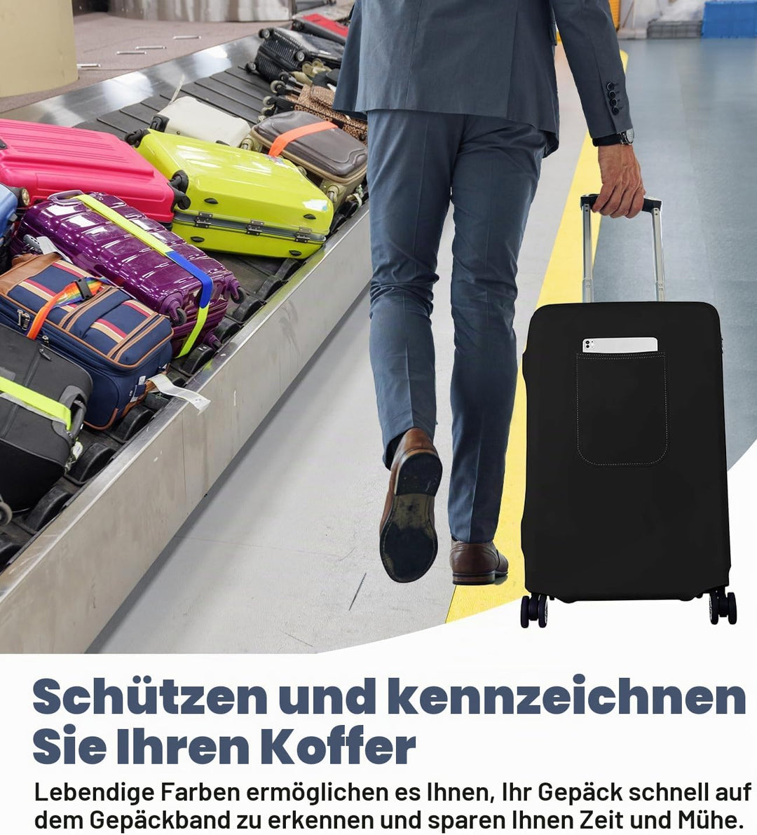 Morbuy Elastisch Kofferschutzhülle, Mittel Kofferhülle Schwarz mit Reissverschluss, Suitcase Luggage