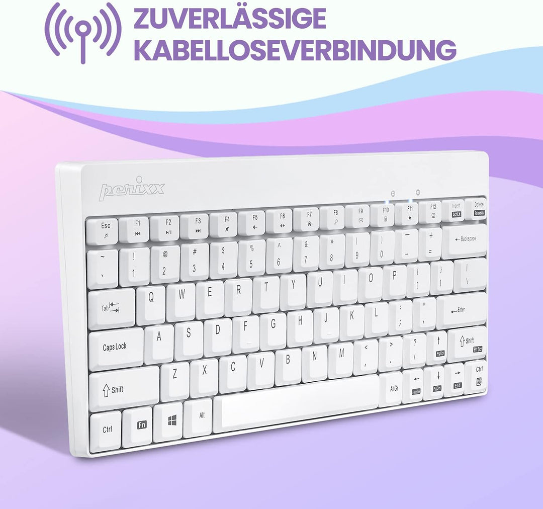 Perixx PERIDUO-712, Kabelloses Mini Tastatur und Maus Set - Minigrösse - mit Nano Receiver - 2.4Gh -