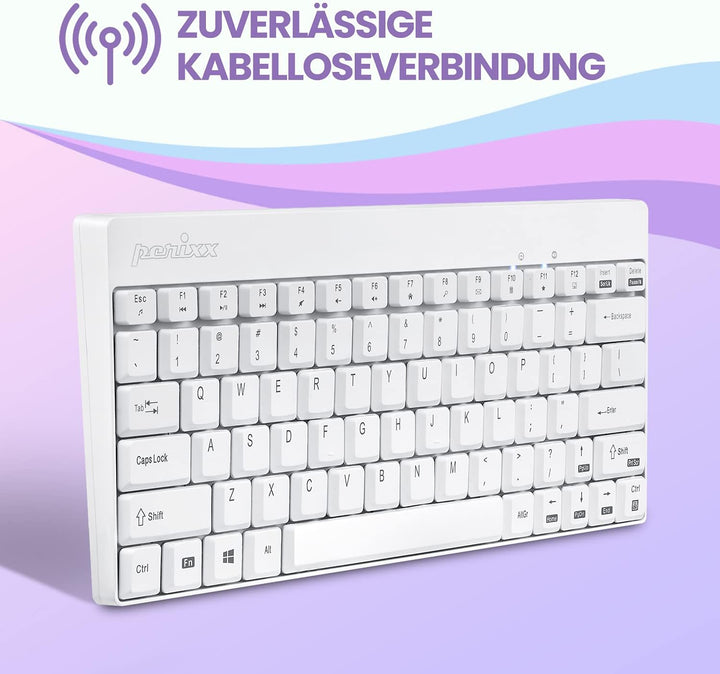 Perixx PERIDUO-712, Kabelloses Mini Tastatur und Maus Set - Minigrösse - mit Nano Receiver - 2.4Gh -