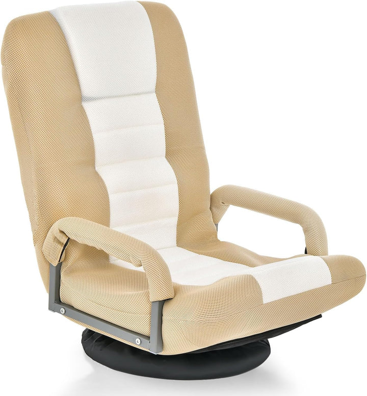 RELAX4LIFE Bodenstuhl Klappbar, Bodensessel mit 7-Fach Verstellbarer Rückenlehne &amp; 360° drehbarem So