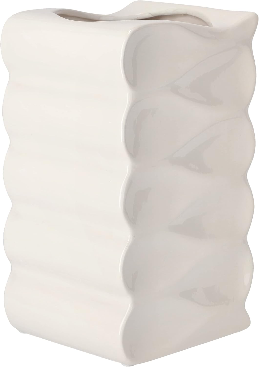 KOTARBAU® Blumentopf Blumenvase aus Keramik Meereswellen Glasiert 26 cm Weiss Höhe 26 cm Weiss, Höhe