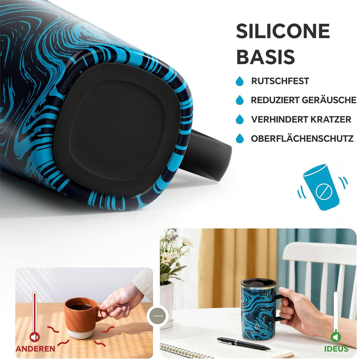 Ideus® Kaffeebecher 470 ml (16 oz), doppelwandige vakuumisolierte Kaffee- und Teetasse aus Edelstahl