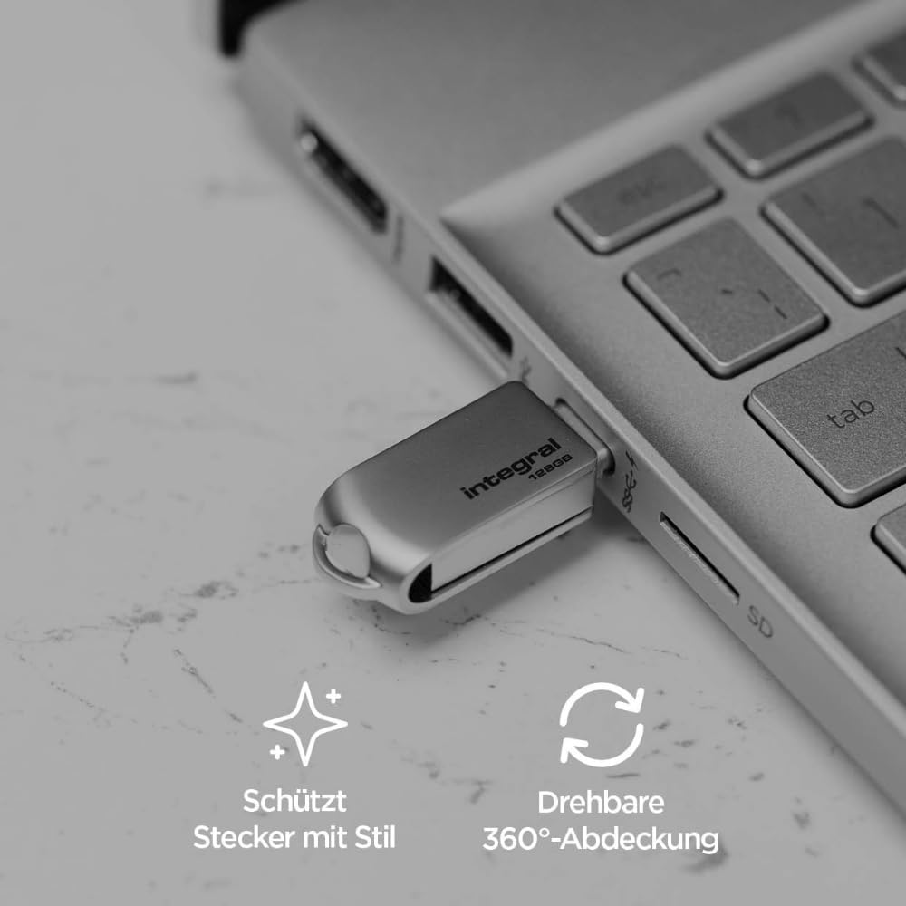 Integral 256GB 360-Dual USB 3.2 Gen 1 Typ A & USB-C Flash-Laufwerk - 5Gbps Übertragungen - Plug & Pl