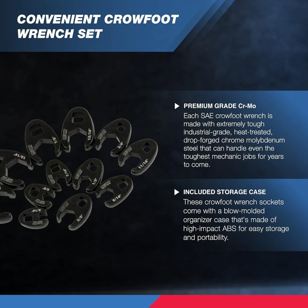 Neiko 03323A 3/8 1/2 Antrieb Hahnenfuss Bahnmutternschlüssel Satz | 12-teilig | SAE | 5/16 1 Zoll |