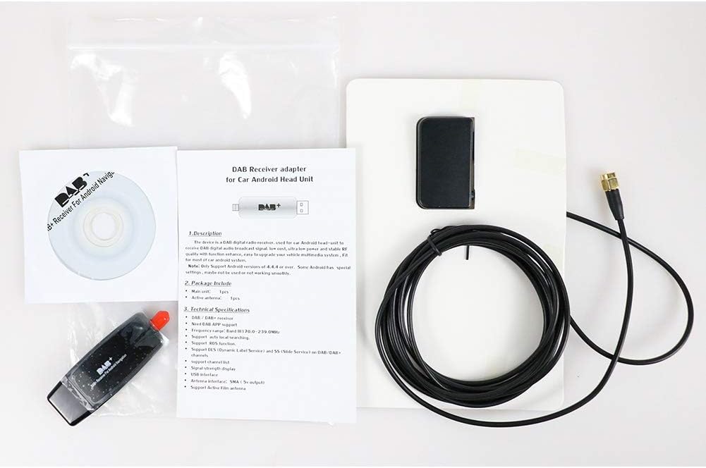 Dab/Dab Adapter + USB Auto, Dongle Dab im Auto, Digitalradio Dab USB-Stick 2.0 Dab mit DAB-Antenne f