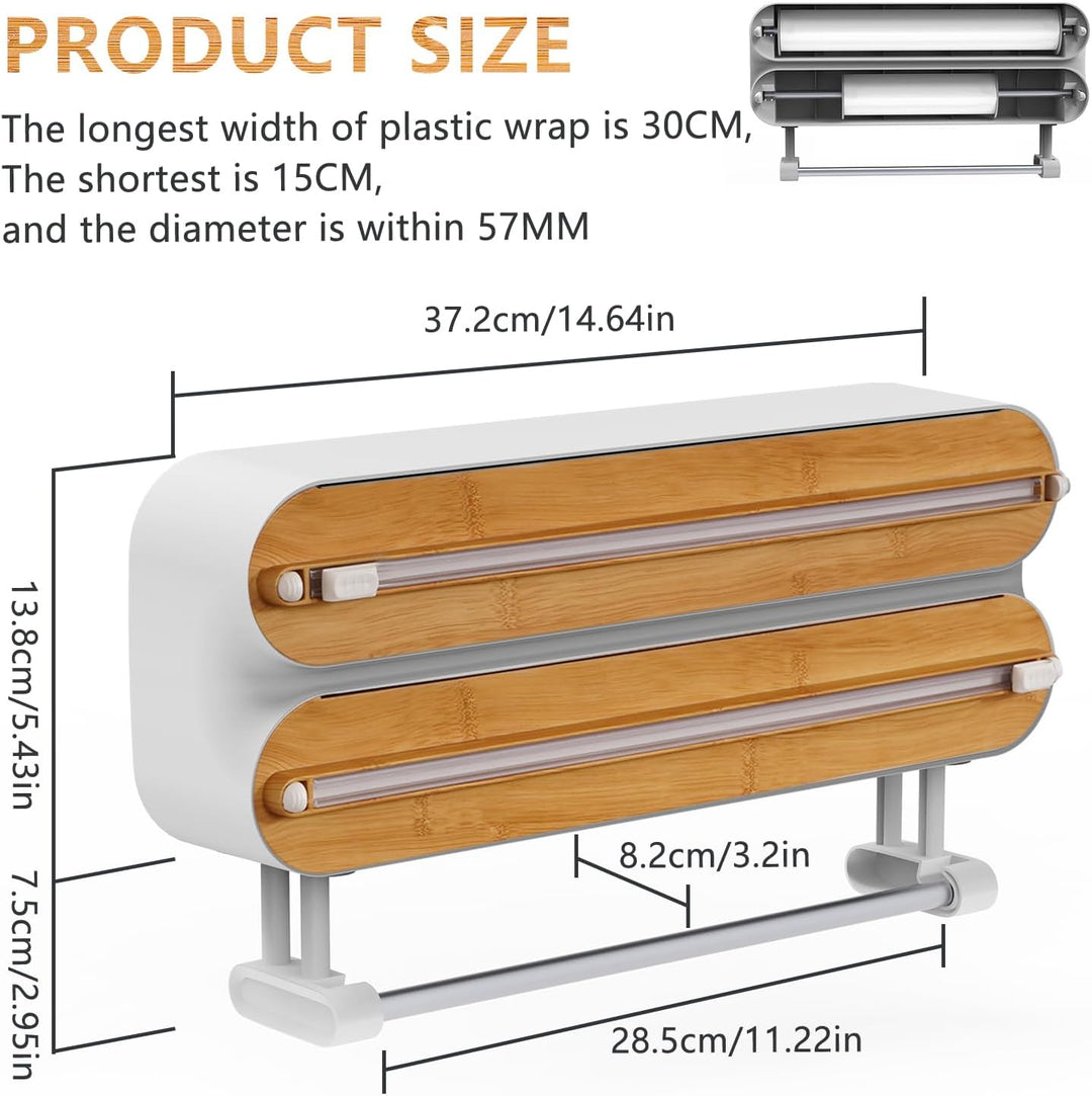 Holz Frischhaltefolienspender, Magnetisch Alufolienspender und Frischhalte, Wandrollenhalter Küche m