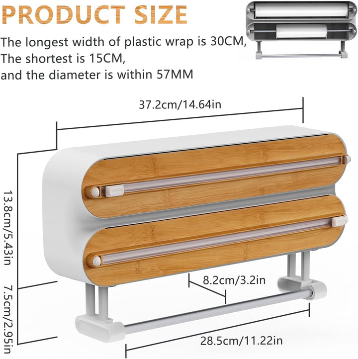 Holz Frischhaltefolienspender, Magnetisch Alufolienspender und Frischhalte, Wandrollenhalter Küche m