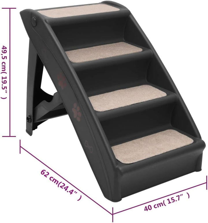 vidaXL Hundetreppe Klappbar Schwarz Haustiertreppe Katzentreppe Einstiegshilfe, Schwarz